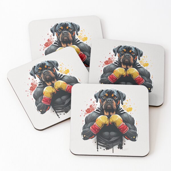 Item preview, Rottweiler dog practicing boxing designed and sold by Quiki.