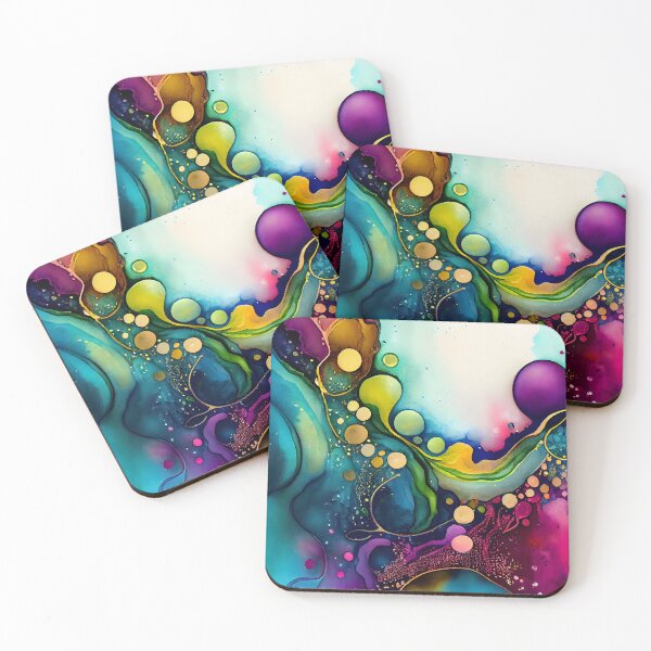 Item preview, Beautiful Alcohol Ink Design with Cricles in Rainbow Colors designed and sold by ClairesPatterns.