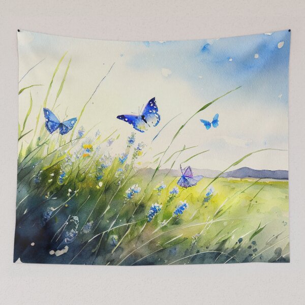 Item preview, Bluebonnets and butterflies watercolor designed and sold by artefacta.