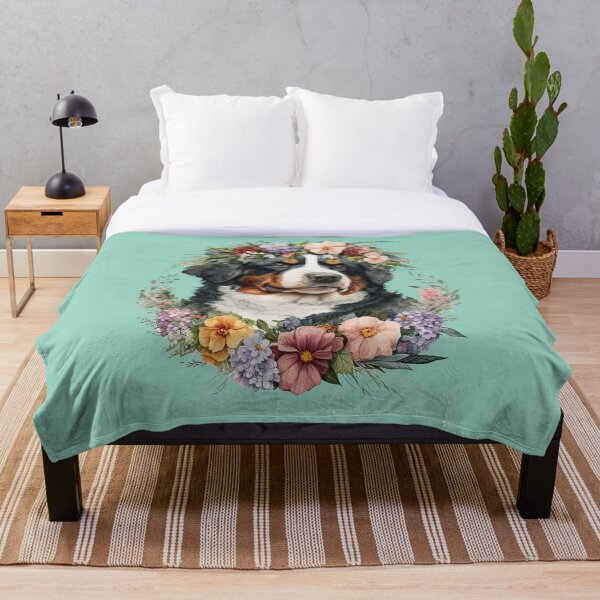 Item preview, Watercolor Bernese Mountain Dog with Floral Wreath designed and sold by ChrisM63.