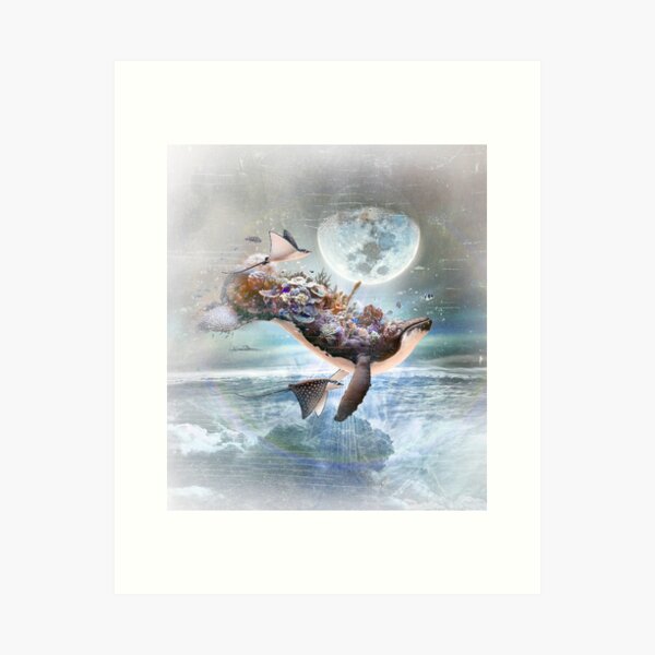 Item preview, The Fellowship Blue Purple Humpback Whale Coral Reef Oceanic Sanctuary designed and sold by MisprintArt.