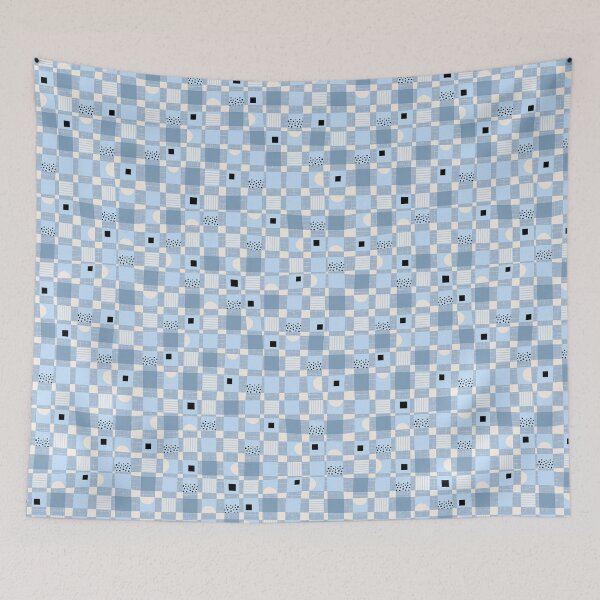 Item preview, Courtyard Cheerful Checks en azul celeste designed and sold by DesignsbyRoochita Studio.