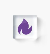 reality blurred purple dancing fire logo Acrylic Block