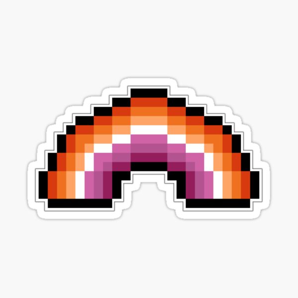 Large Pixel Rainbow Design in Lesbian Pride Flag Colors Sticker