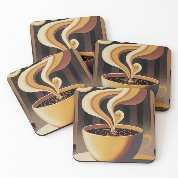 Item preview, Art deco steaming cup of coffee designed and sold by artefacta.