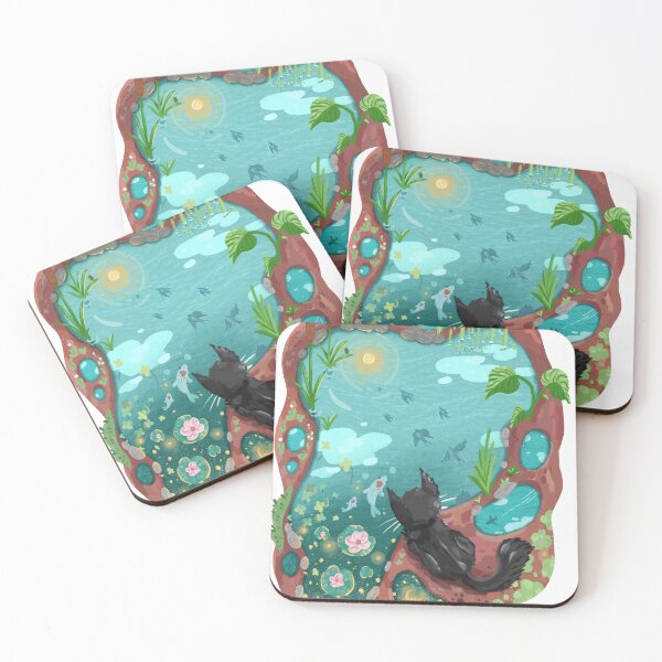 Item preview, Black Cat and the Sky Koi Pond designed and sold by narwhalwall.