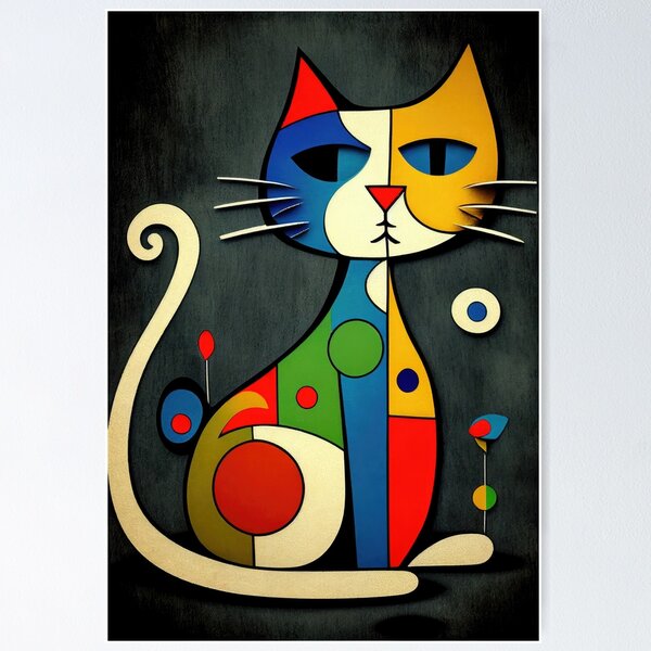 Item preview, Mid Century Colorful Cat 9 Abstract Art Print Painting Wall Decor designed and sold by winterkitty88.