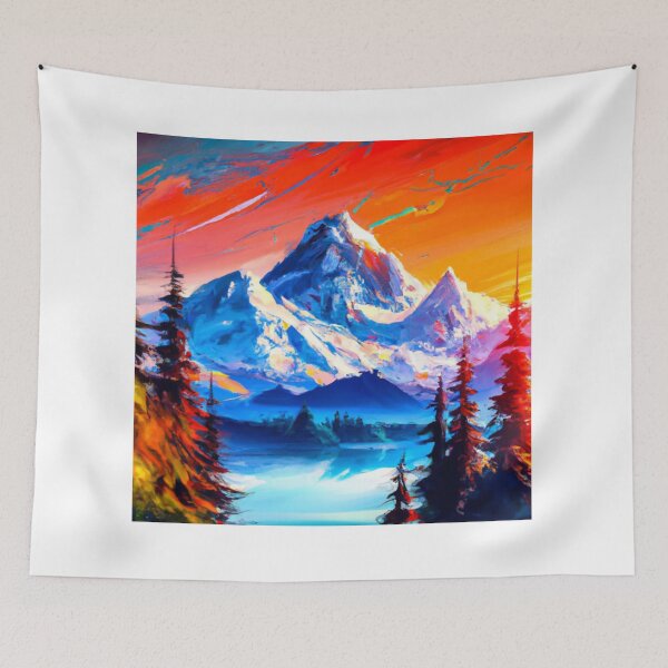 Item preview, Painting of Huge Mountain and Lake With Bright Colors designed and sold by CMHerd.