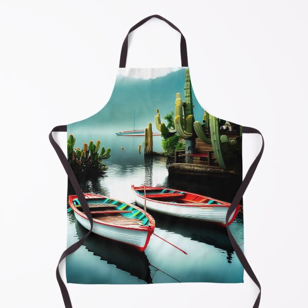 Item preview, Fishing Boats Open Pond in the South with large Saguaro Cactus designed and sold by deniselynnimage.