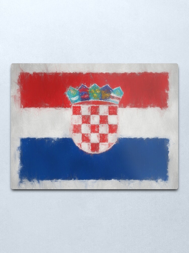 Alternate view of Croatia Flag Reworked No. 66, Series 3 Metal Print