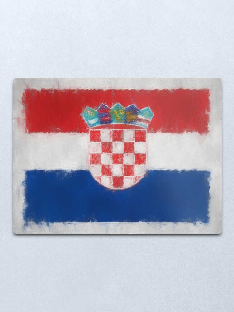 Alternate view of Croatia Flag Reworked No. 66, Series 3 Metal Print