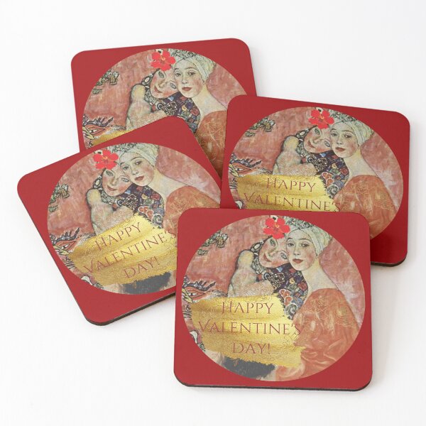 Item preview, Happy Valentine's Day in Red and Gold designed and sold by VintageArtByIda.