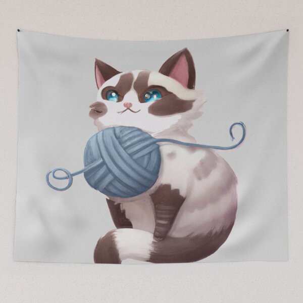 Item preview, Funny And Cute Cat With A Ball Of Wool designed and sold by Color-Me-Blue.