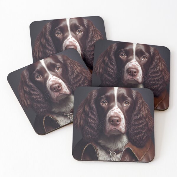 Item preview, English Springer Spaniel Dog wearing leather jacket - Dog Breed Portrait designed and sold by Nalaxation.