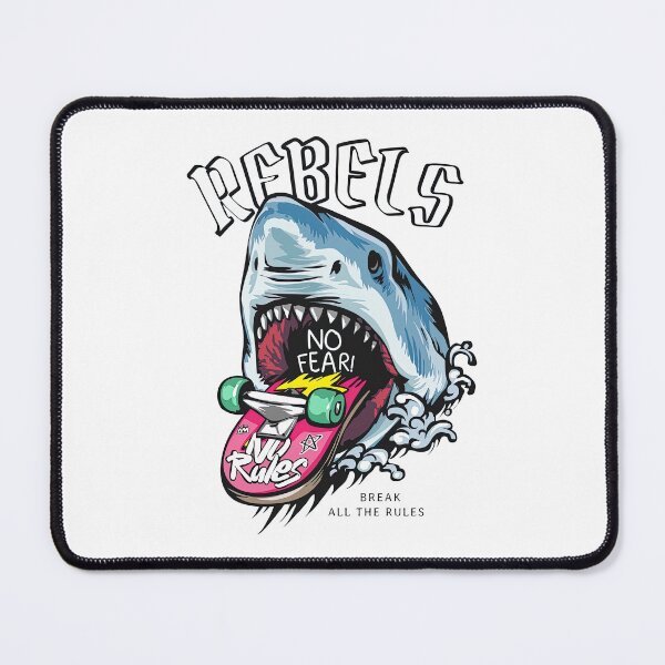 Item preview, Skate, Rebels Slogan With Shark And Skateboard in Mouth , Skateboard designed and sold by Skateboard-Art.