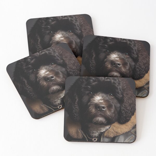Item preview, Portuguese Water wearing leather jacket - Dog Breed Portrait designed and sold by Nalaxation.