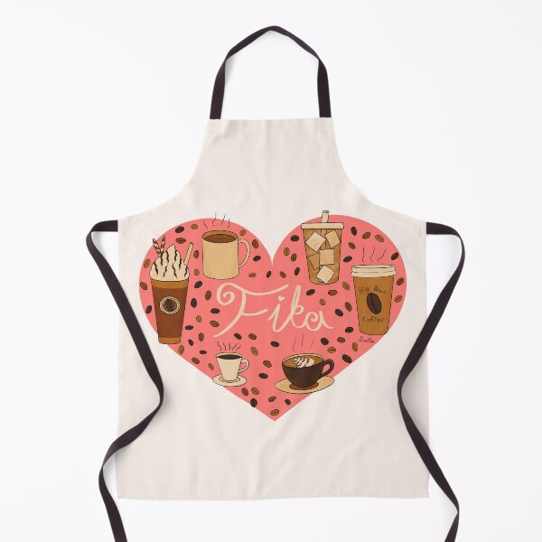 Item preview, Fika Coffee Doodle Heart - Warm Browns & Coral Pink designed and sold by EcoElsa.