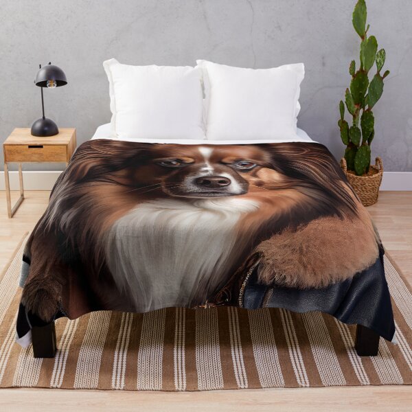Item preview, Papillon wearing leather jacket - Dog Breed Portrait designed and sold by Nalaxation.