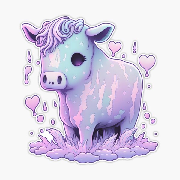 Sticker for Sale avec l'œuvre « Squish Rose Violet Pastel Vache