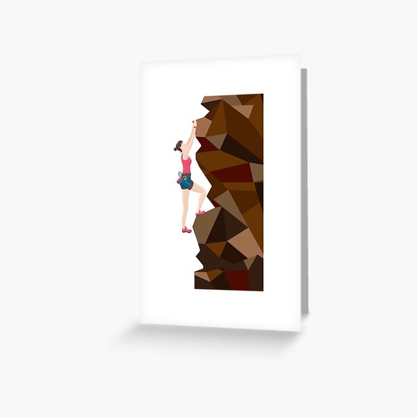 Vintage Cool Girl Rock Climbing Greeting Card