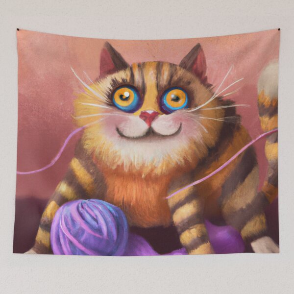 Item preview, Funny And Cute Cat With A Ball Of Wool designed and sold by Color-Me-Blue.