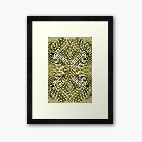 Vineyard Posts with Nets in Yellow by Adelaide Artist Avril Thomas at Magpie Springs Framed Art Print