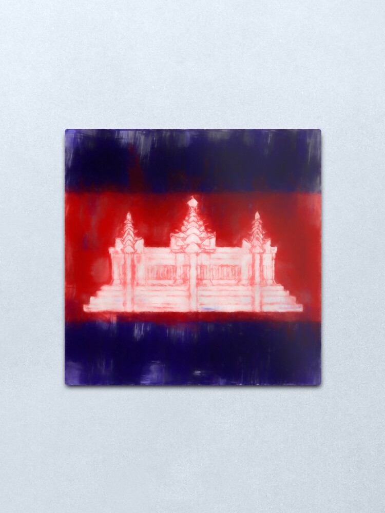 Alternate view of Cambodia Flag Reworked No. 1, Series 1 Metal Print