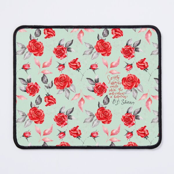 Item preview, BF Skinner Red Floral Quote Seamloess Print designed and sold by abawizard.
