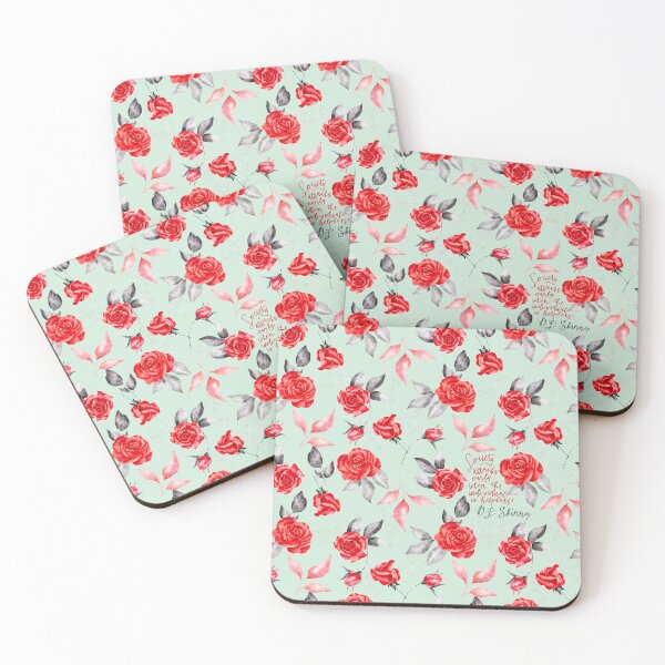 Item preview, BF Skinner Red Floral Quote Seamloess Print designed and sold by abawizard.