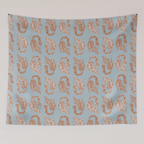 Item preview, Cute Jungle Tigers Pattern In Muted Colors Deep Blue & Brown designed and sold by scorpiolane.