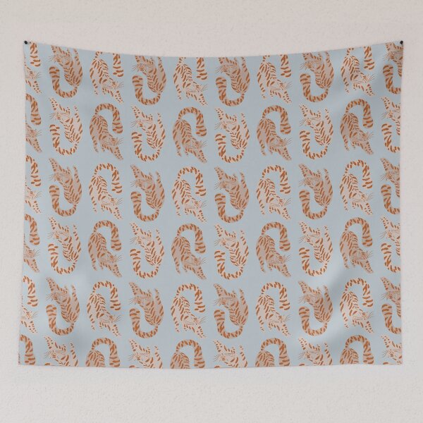 Item preview, Cute Jungle Tigers Pattern In Muted Colors Gray Blue & Brown designed and sold by scorpiolane.