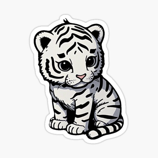 exotic baby white tiger cub print Sticker for Sale by dcrc