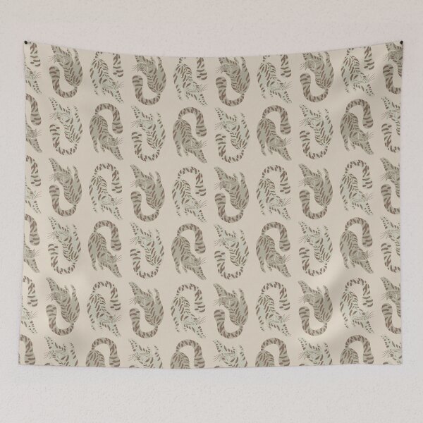 Item preview, Cute Jungle Tigers Pattern In Muted Colors Green & Muted Yellow designed and sold by scorpiolane.