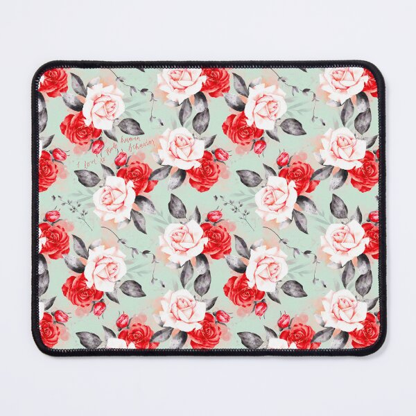Item preview, I Love Human Behavior Red Floral Seamless Print designed and sold by abawizard.