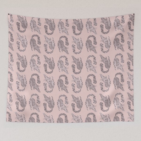 Item preview, Cute Jungle Tigers Pattern In Muted Colors Pink & Gray designed and sold by scorpiolane.