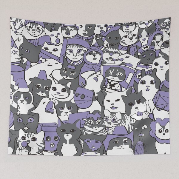 Item preview, Cat Doodle Collage - Lavender designed and sold by SavvytabbyArt.