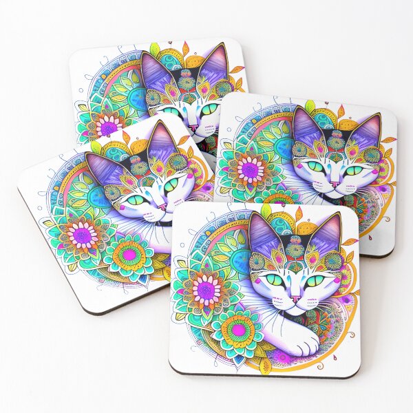 Item preview, Stealthy cat in flower garden and spring, Mandala designed and sold by SarezArtdesing.