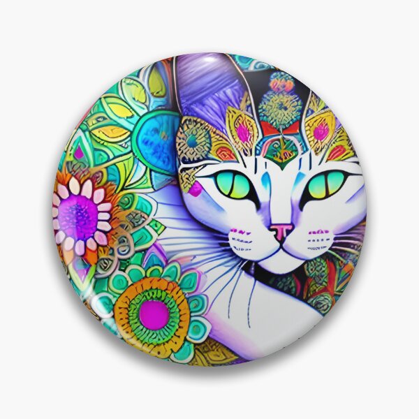 Item preview, Stealthy cat in flower garden and spring, Mandala designed and sold by SarezArtdesing.