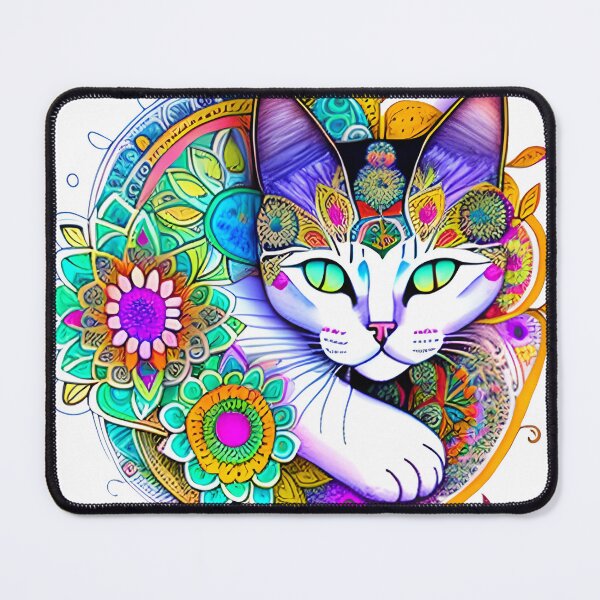 Item preview, Stealthy cat in flower garden and spring, Mandala designed and sold by SarezArtdesing.