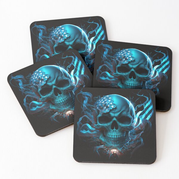 Item preview, Aqua Skull and American Flag Art designed and sold by Jades-Corner.