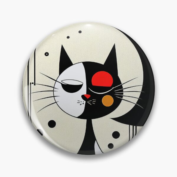 Aperçu de l'œuvre Mid Century Black and White Cat 2 Abstract Art Print Peinture Décoration murale créée et vendue par winterkitty88.