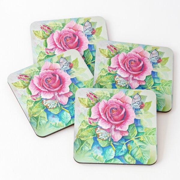 Item preview, Pink Rose & Butterflies-v1 designed and sold by Lalita-Designs.