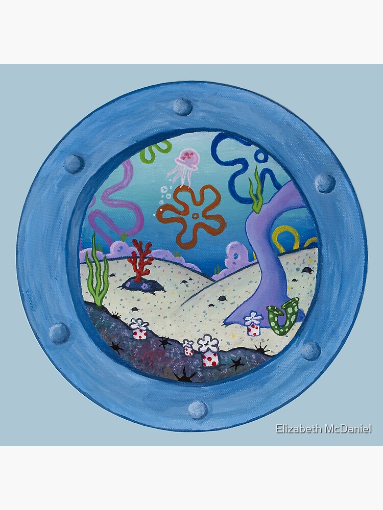 Spongebob Squarepants Window, 2024 Porthole, Round Canvas Painting 10x10in