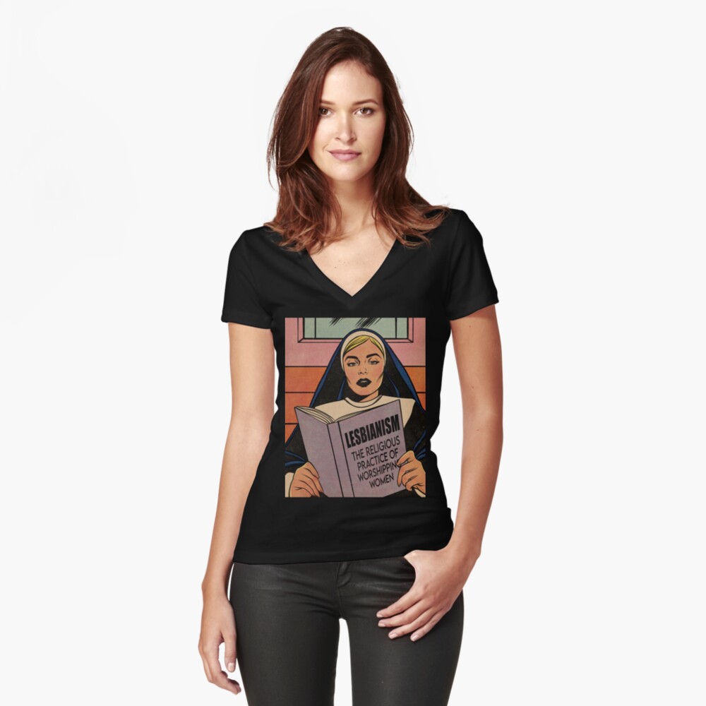 Item preview, Fitted V-Neck T-Shirt designed and sold by Msbhaiive.