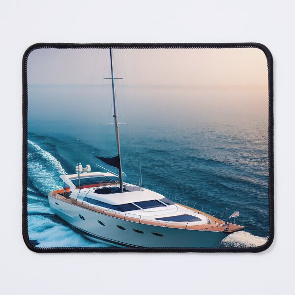 Item preview, Yacht on the Open Sea with Waves and Coastal Island Backdrop.  designed and sold by deniselynnimage.