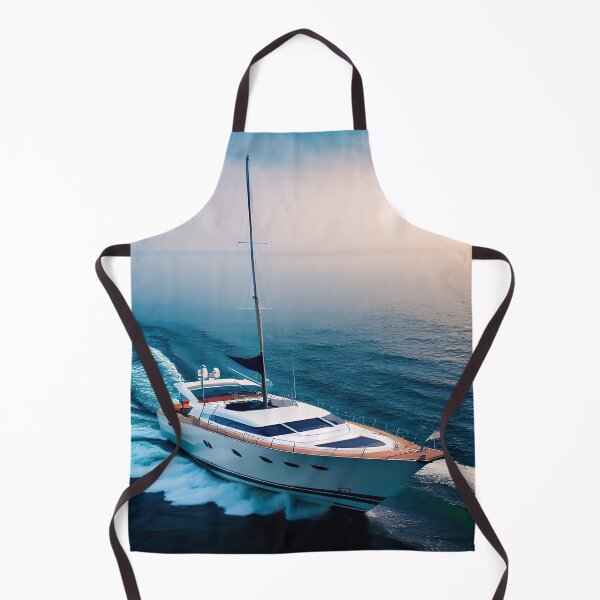 Item preview, Yacht on the Open Sea with Waves and Coastal Island Backdrop. designed and sold by deniselynnimage.