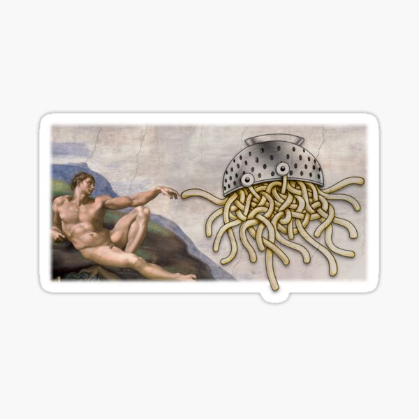 Artikel-Vorschau von FSM-Kreation von Adam, berührt von seinem nudelnden Anhängsel Pastafarian Flying Spaghetti Monster, designt und verkauft von DooodleGod.