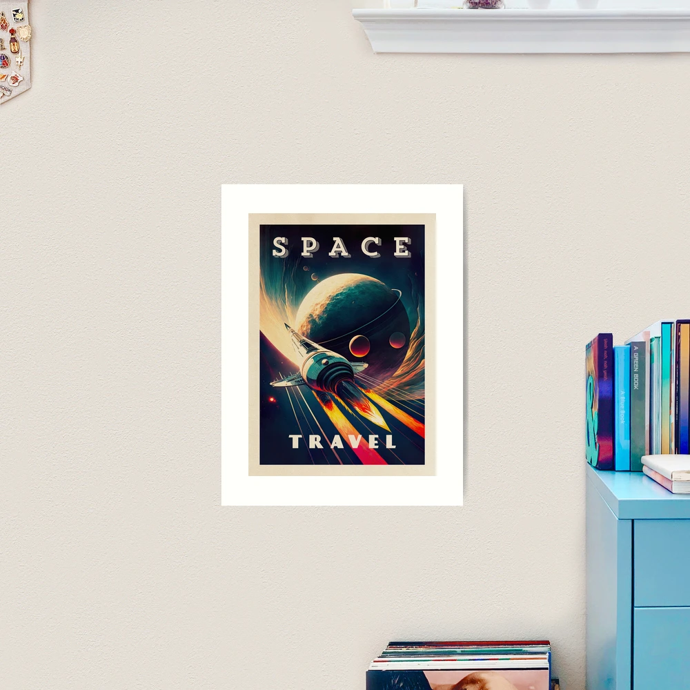 Voyage dans l'espace — Affiche spatiale rétro vintage, affiche de  rétrofuturisme, espace rétro, affiche de propagande | Poster