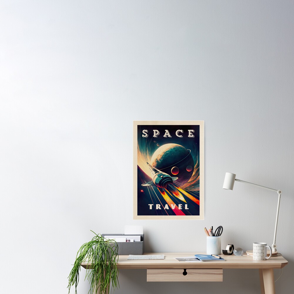 Voyage dans l'espace — Affiche spatiale rétro vintage, affiche de  rétrofuturisme, espace rétro, affiche de propagande | Poster