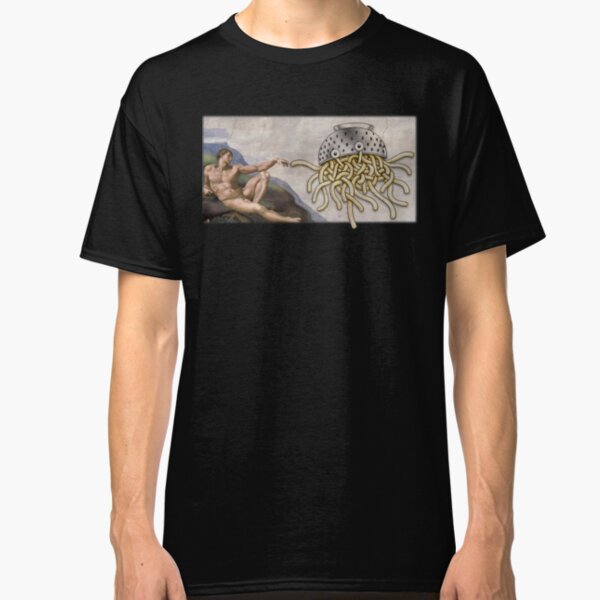 FSM Creation of Adam Touched By His Noodly Appendage Pastafarian Flying Spaghetti Monster Classic T-Shirt